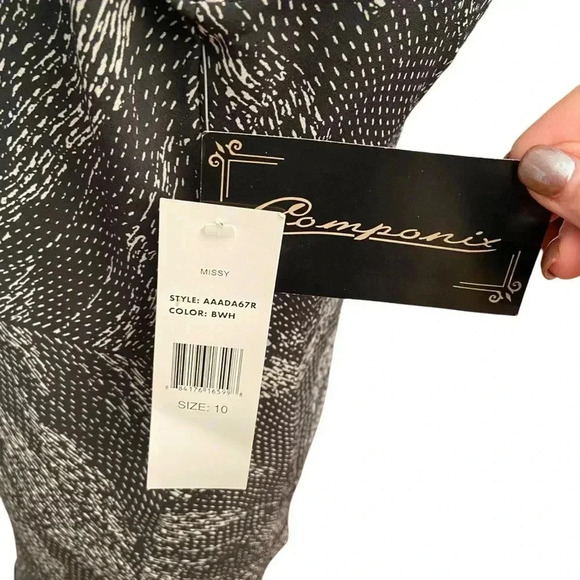 Componix Women’s Sleeveless Cowl Neck Shift Dress Size 10 Black White Cocktail - Picture 10 of 12